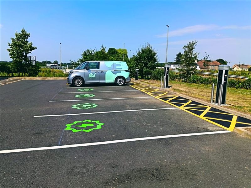 EV charging bays with thermoplastic markings